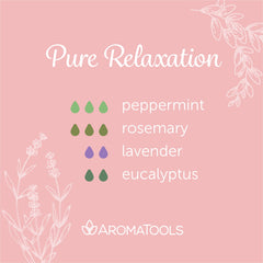 "Pure Relaxation" Diffuser Blend. Features peppermint, rosemary, lavender and eucalyptus essential oils.