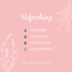 "Refreshing" Diffuser Blend. Features lavender, rosemary, melaleuca, and peppermint essential oils.