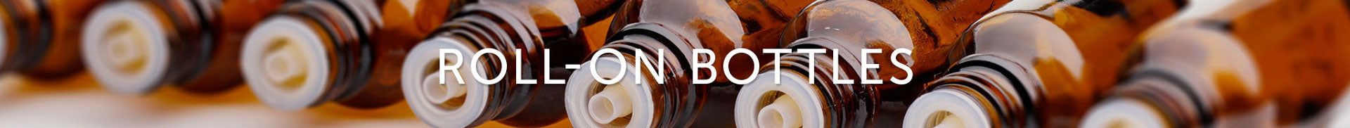 "Roll-on Bottles" header with amber glass vials in the background.