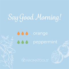 "Say Good Morning!" Diffuser Blend. Features orange and peppermint essential oils.