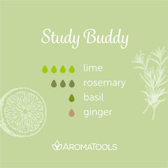 "Study Buddy" Diffuser Blend. Features basil, lime, ginger, and rosemary essential oils.