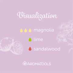 "Visualization" Diffuser Blend. Features magnolia, lime, and sandalwood essential oils.