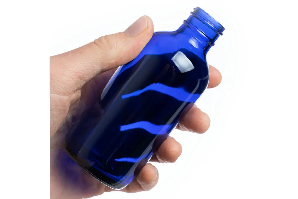 8 oz. Blue Glass Bottle with Black Cap - AromaTools®