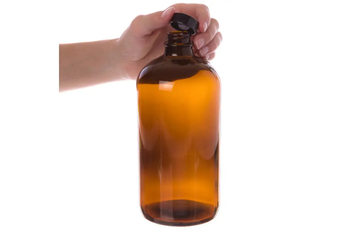 16 oz Amber Glass Bottle w/ Storage Cap – Your Oil Tools