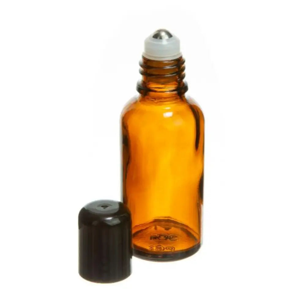 30 ml Amber Glass Vials with SpringLock™ Stainless Steel Roll-ons and Black Caps (Pack of 6)