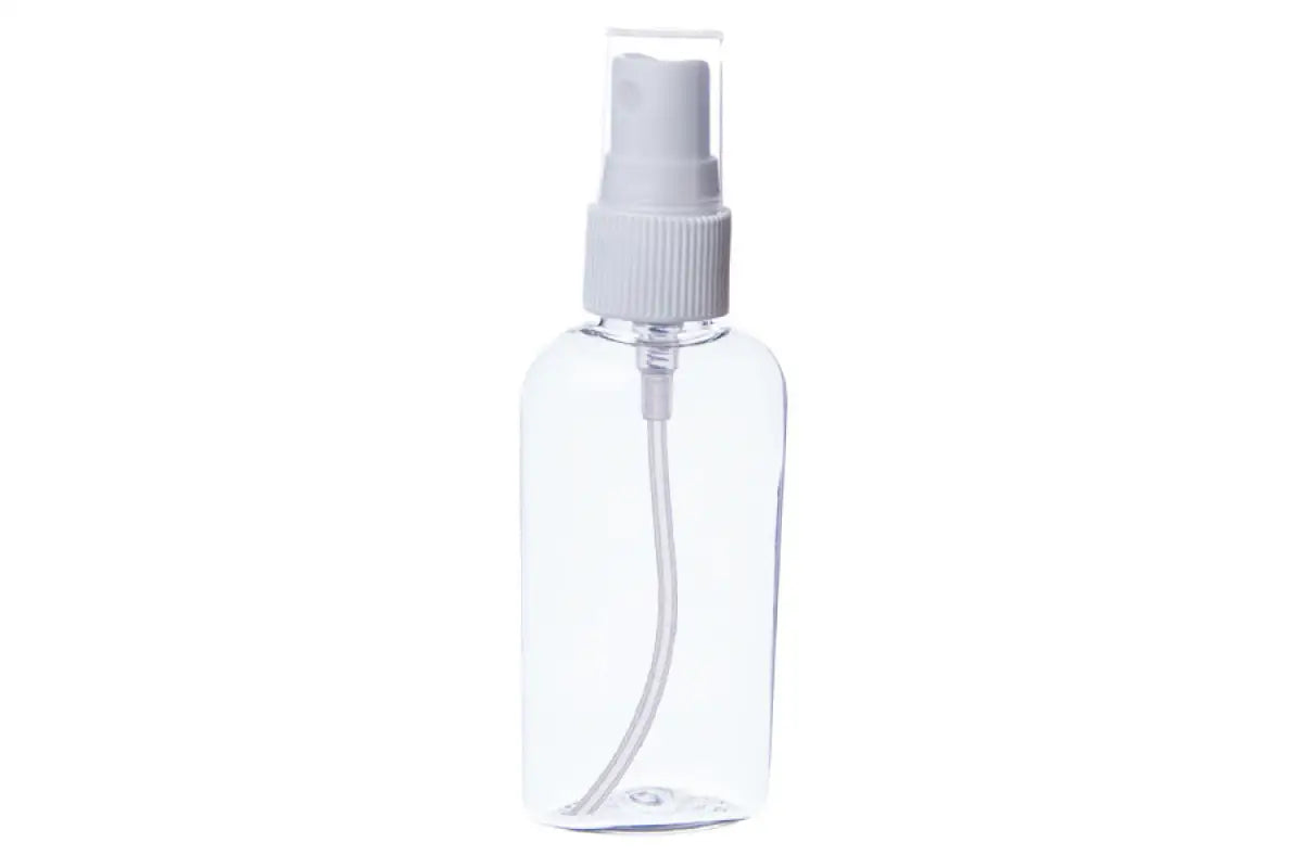 3.4 Oz PET Squeezable White Fine Mist Clear Cylinder Travel Bottle (24 –  MoYo Natural Labs