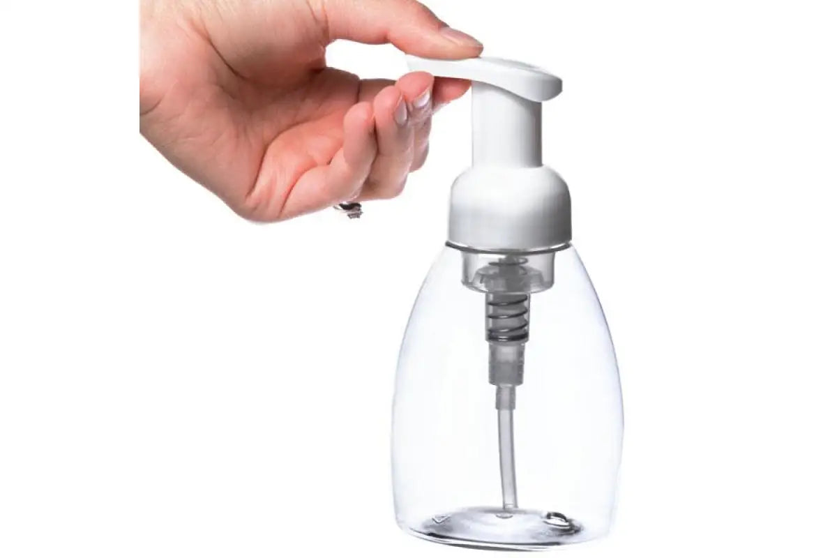 1 Clear Plastic Foamer Bottle Pump Travel Size White Mini Dispenser 1.7 Oz