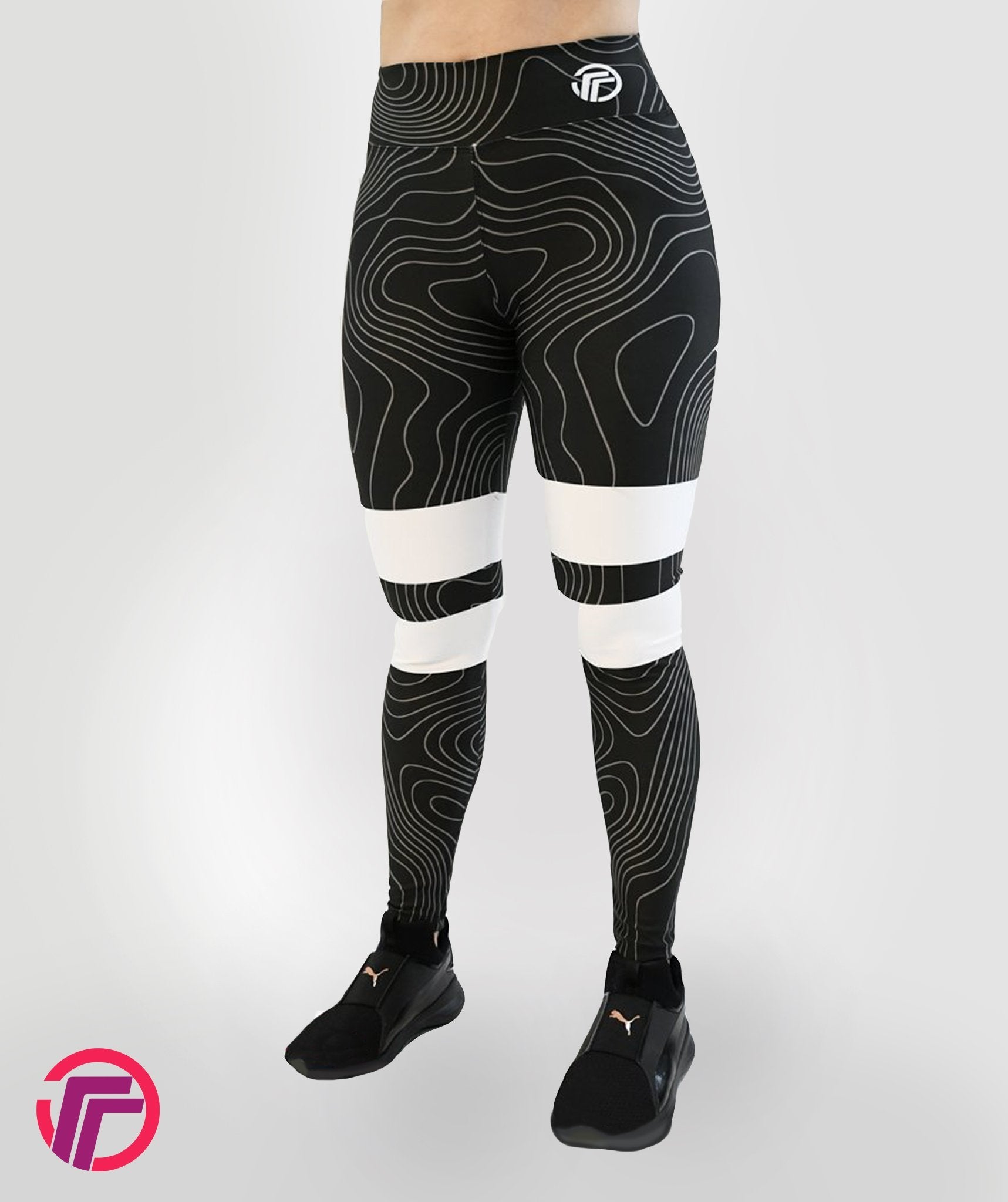 Leggins Deportivos Mujer Blanco/Negro Estampado Puntos - TFit PRO 130 – TFIT