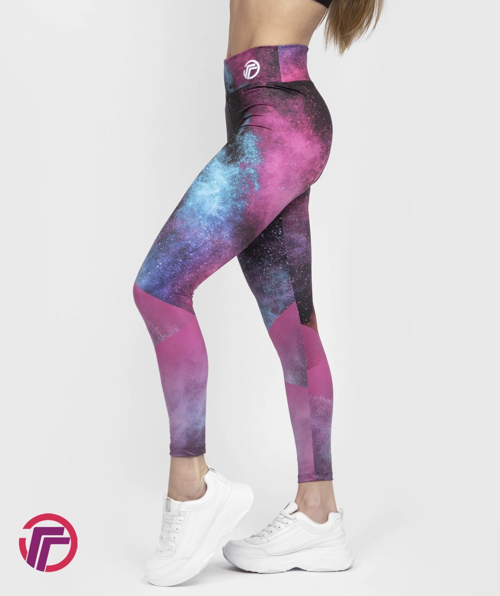 Leggins Deportivos Mujer Estampado Simétrico Negro/Morado - TFIT PRO 883