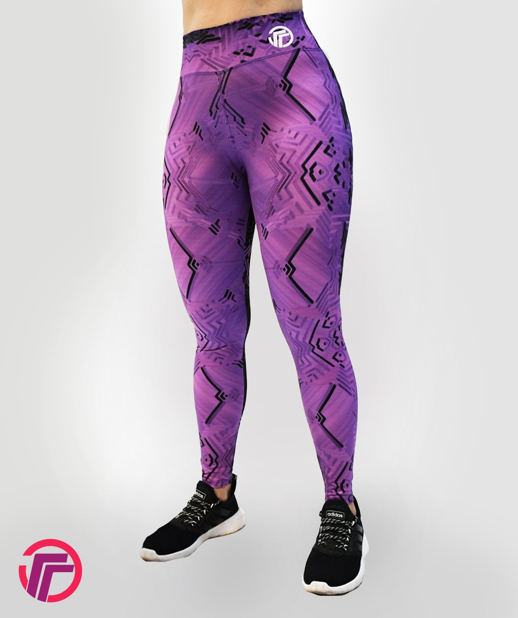 Leggins Deportivos Mujer Estampado Simétrico Morado/Negro - TFIT PRO 7