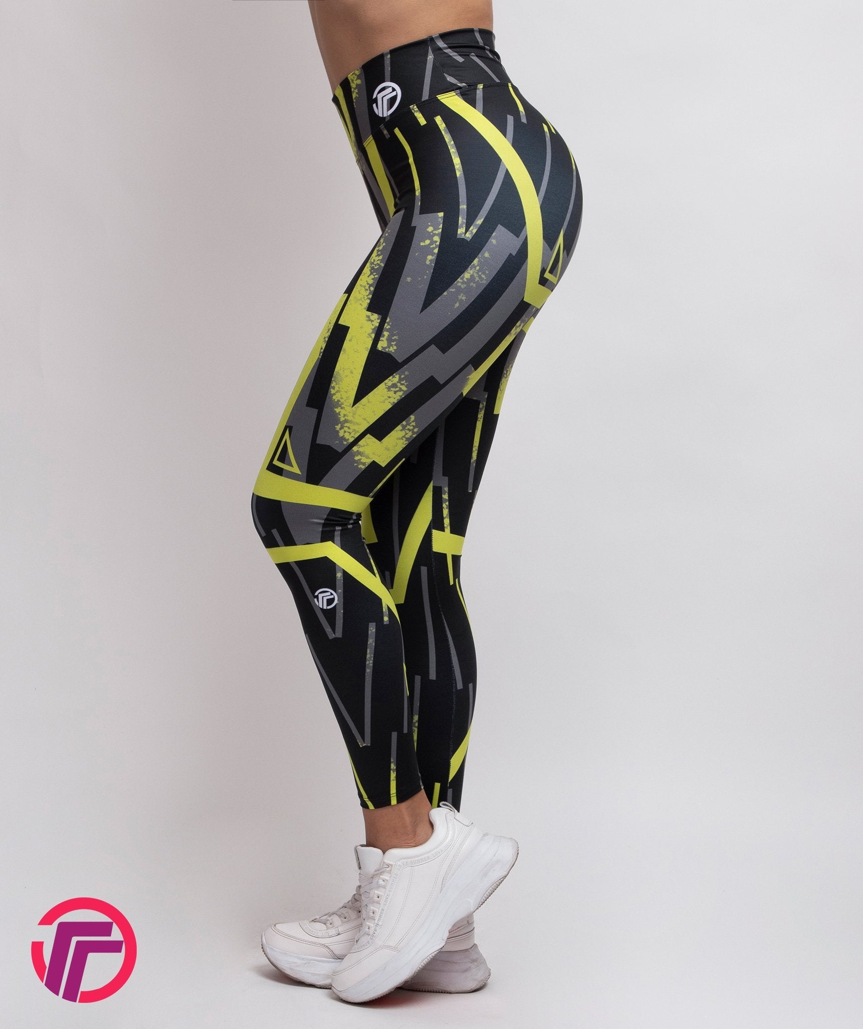 Leggins Deportivos Mujer Estampado Bandas Amarillas - TFIT PRO 884