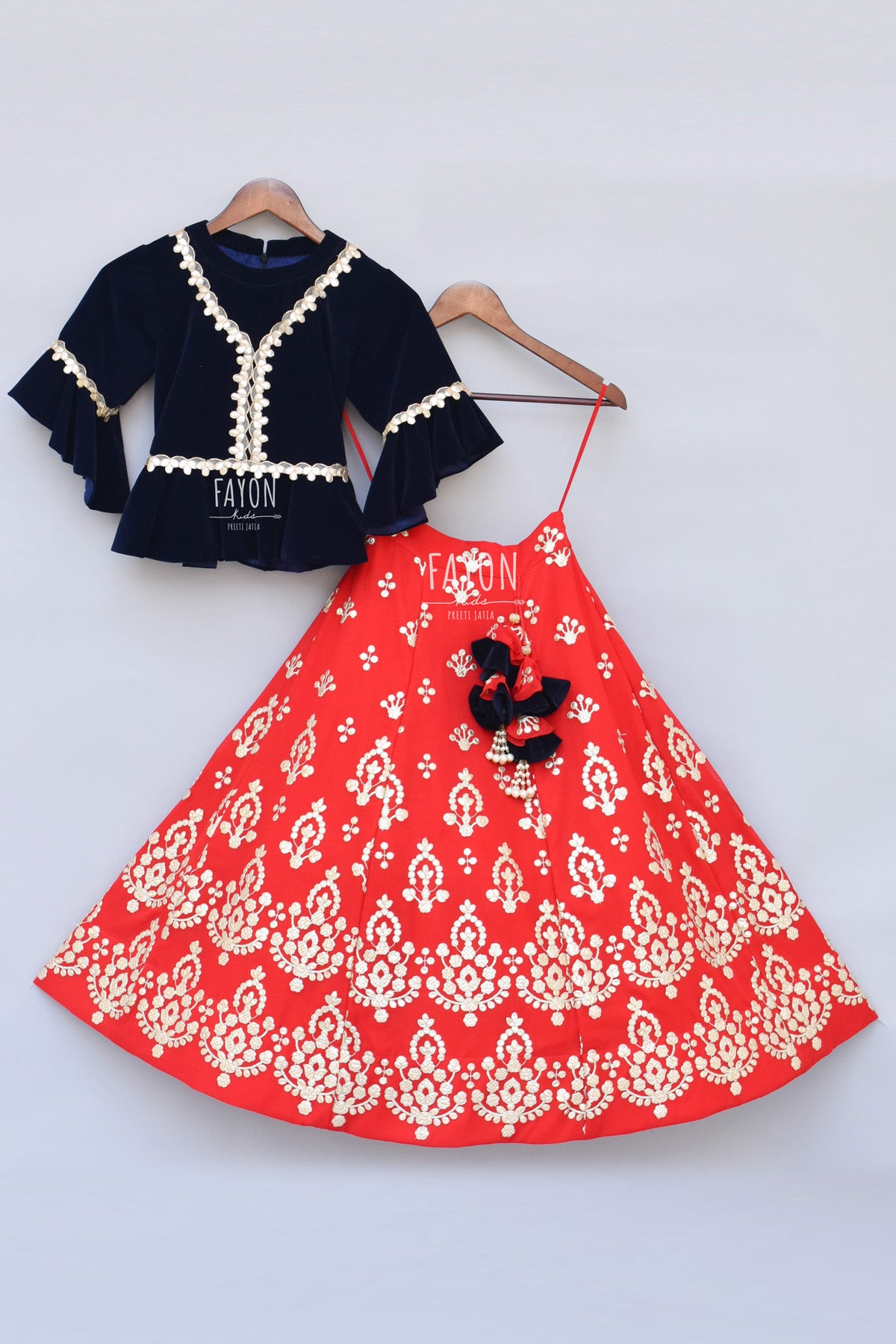 red lehenga for baby girl