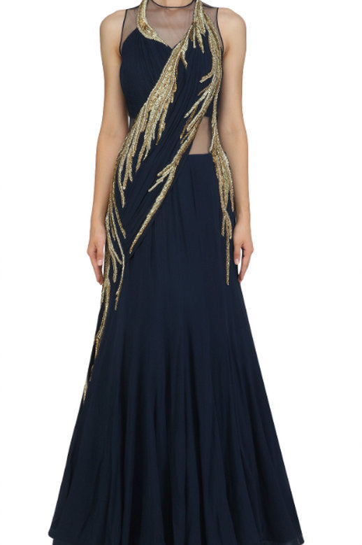 party wear saree gown