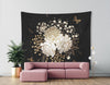 Black White and Gold Floral Tapestry