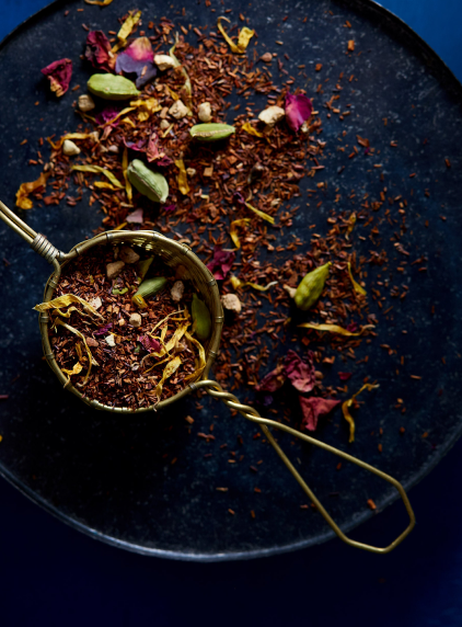 Loose tea on a dark background