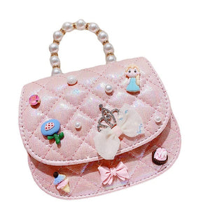 Pink Cute Princess Toddler Kids Handbag Purse for Little Girls Pretend Play Dress Up and Birthday Hallowen Christmas Gifts