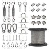 Byshun Outdoor Light Hanging Kit,Globe String Light Suspension Kit,164ft Stainless Steel Cable Light Guide Wire Rope with Turnbuckles and Hooks for Patio,Backyard Lighting Accessories