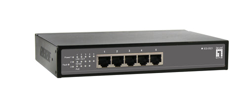 IES-0521 5-Port PoE Industrial Switch, 802.3af PoE, 4 PoE Outputs, 61.6W, -40?øC to 85?øC