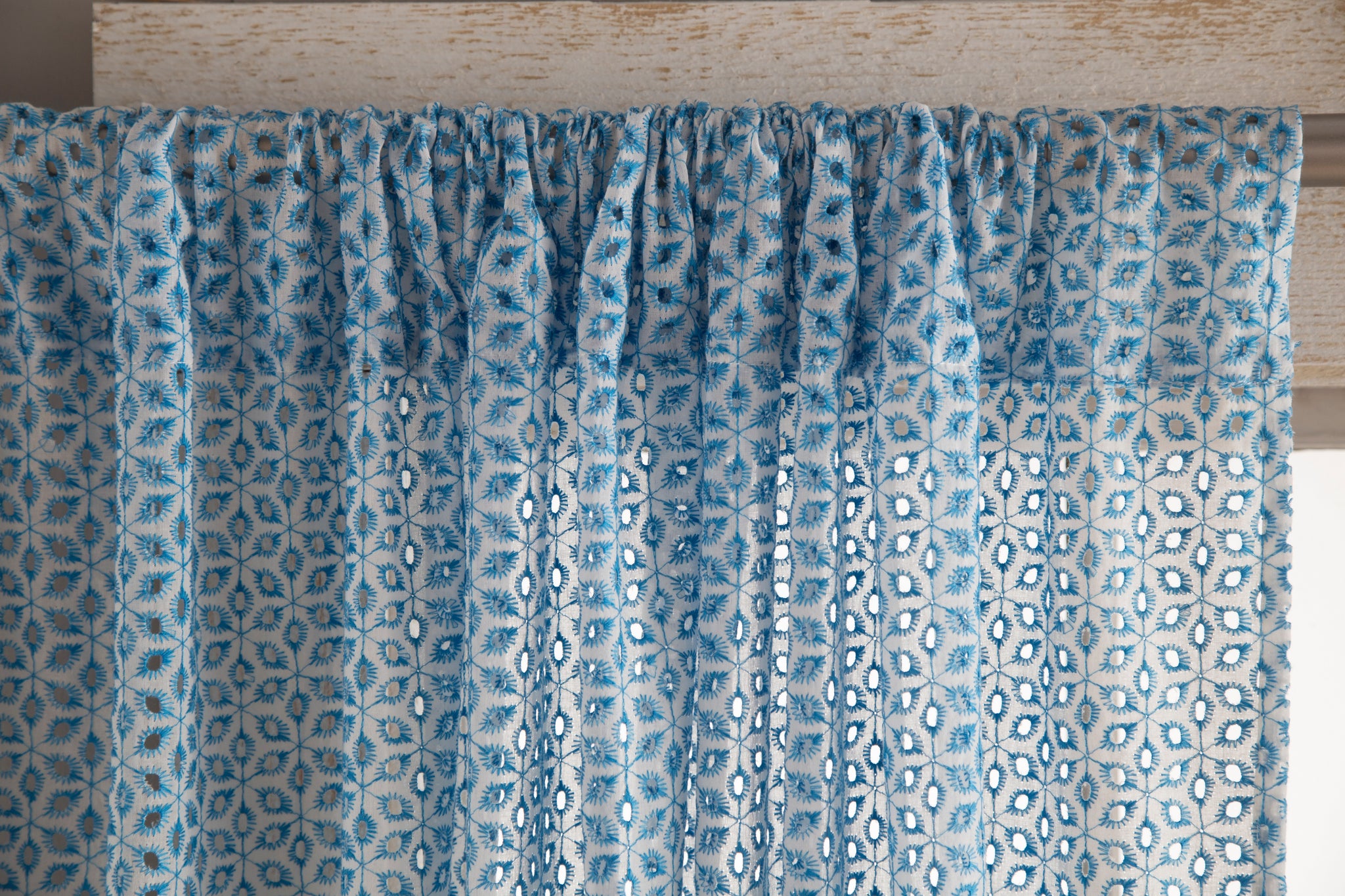 Lace Curtain Panels Set of 2 (Each 54x84), Blue Eyelet – Carstens, Inc