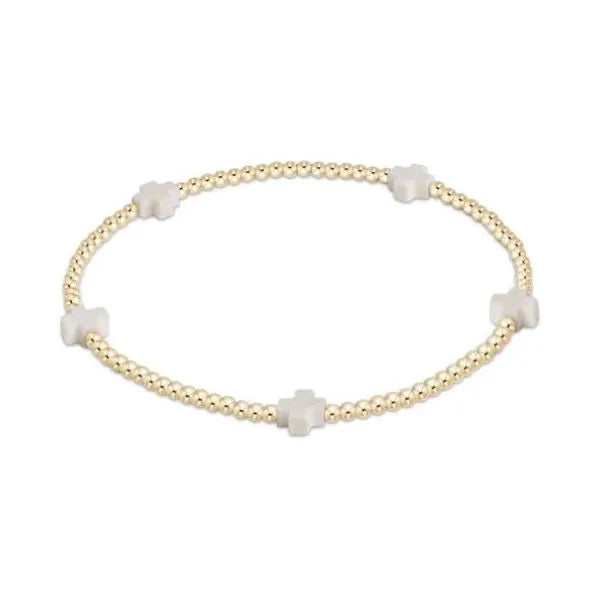 2MM CROSS BRACELET- OFF WHITE