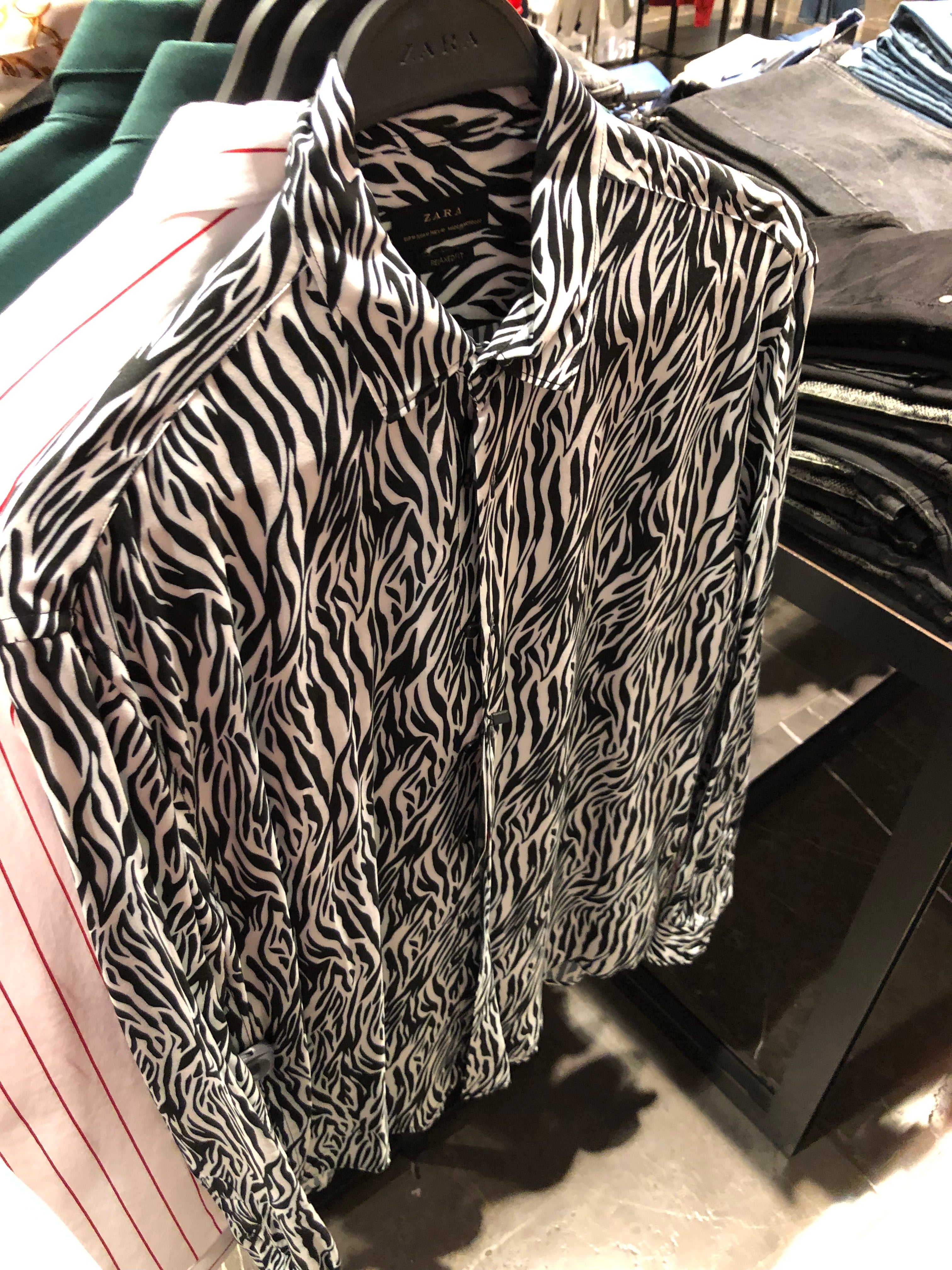 Zara Mens Zebra Print Shirt Vinsluxury