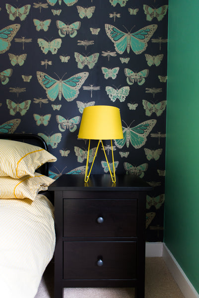 farrow and ball arsenic on walls cole and son wallpaper green and yellow scheme