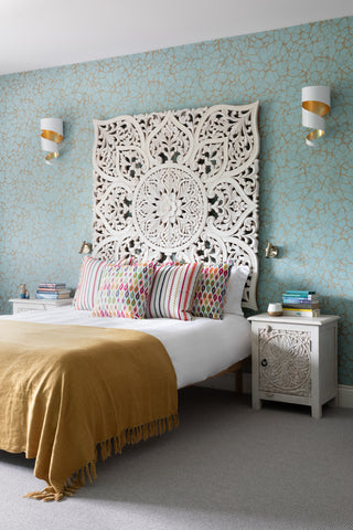 fleur ward interior design wimbledon project SBID finalist girls bedroom carved headboard 