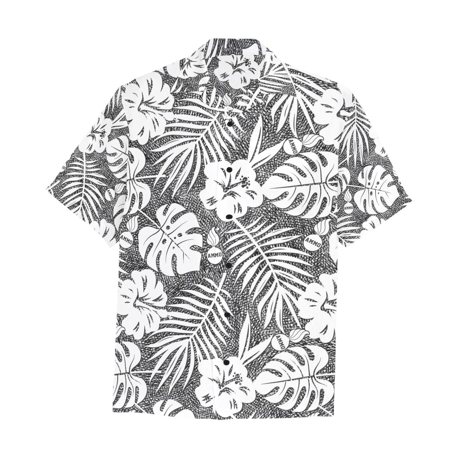 Red White and Black Leaves Tribal Pisspots AMMO Hawaiian Shirt