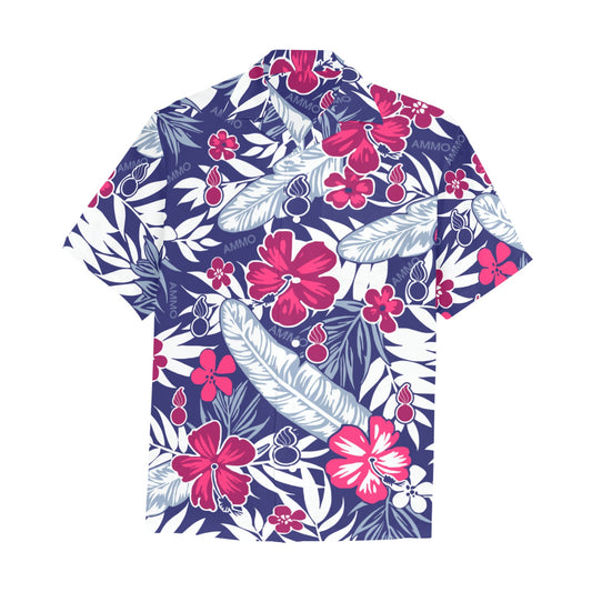 AMMO Hawaiian Shirt Red White and Blue Patriotic Flowers Flags Pisspots  Bombs