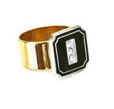 Vintage Black Enamel Art Deco Cocktail Ring