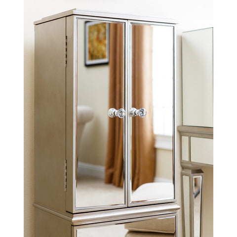 Abbyson Living Mirrored Jewelry Storage Chest Armoire