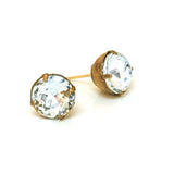 Vintage Clear Round Glass Stud Earrings