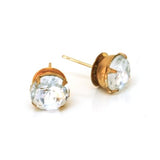 Vintage Clear Glass Round Cut Stud Earrings