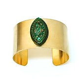 Vintage Emerald Green Jeweled Cuff Bracelet
