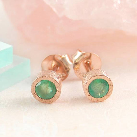 Artisan Emerald Stud Earrings | Laura James Jewelry Blog | Birthstone Jewelry | Emerald Earrings