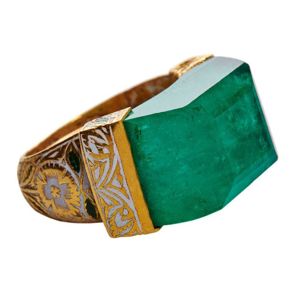 Jade Jagger Carved Emerald Ring