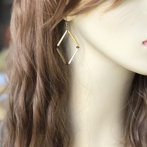 Modern Garnet Bar Earrings | Laura James Jewelry