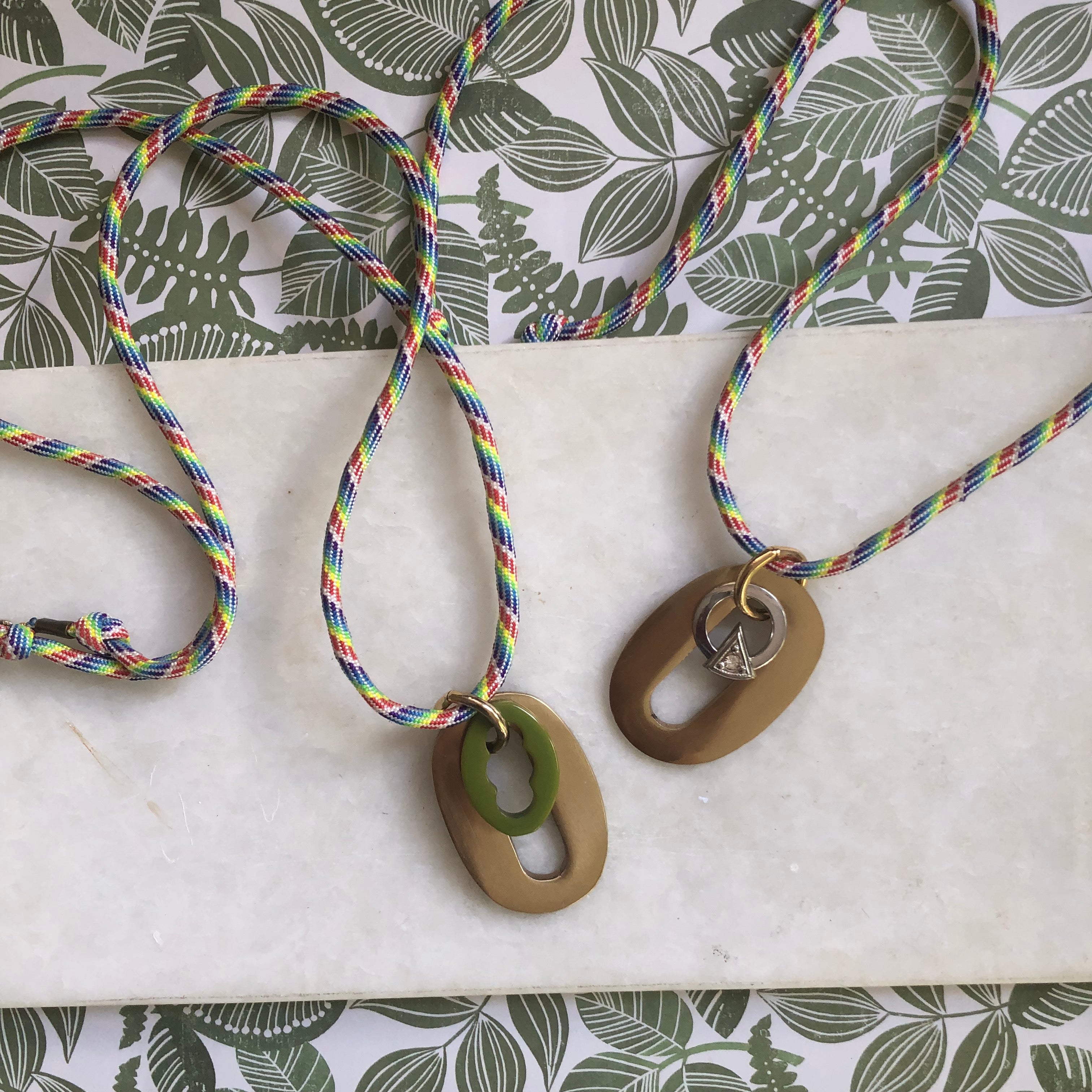 Long Rainbow Cord Necklace I Lucite