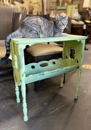 GREEN PAINTED MAGAZINE RACK STAND - Lots of Furniture