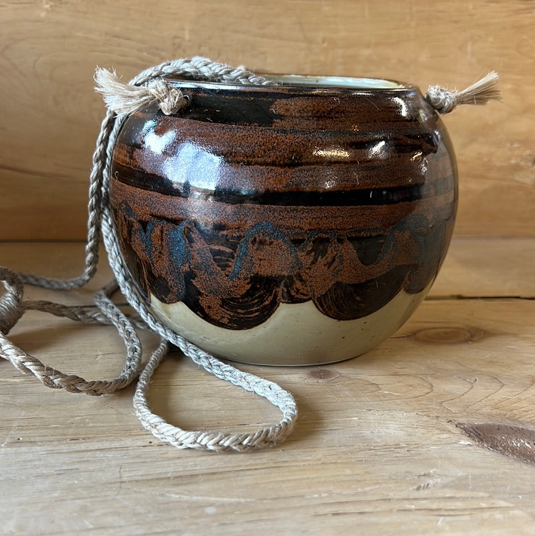 Hanging Planter in Glazed Pottery by PAUL MARSHALL