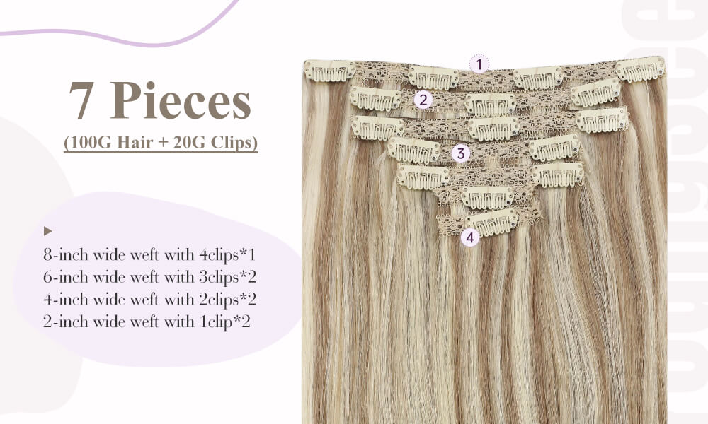 7 pcs clip in hair extensions