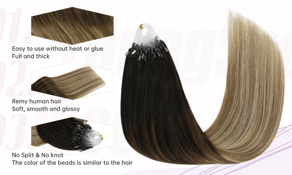 Remy Nano Ring Hair Extension Beads Black/Brown/Blonde Colors, 70g/80g/14s  Micro Loop Design From Angel18369127194, $35.45