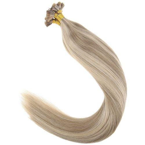 Flat Tip Human Hair Extensions Blonde Highlight 16 22