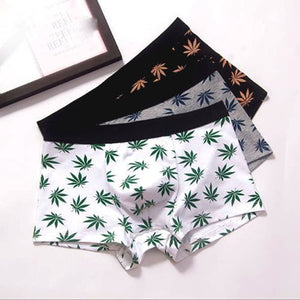 3pcs/lot Breathable Cannabis leaf Men Boxers  Cotton Boxer Shorts Brand Underwear Man Cuecas Underpants Boxer Panties Men Trunks