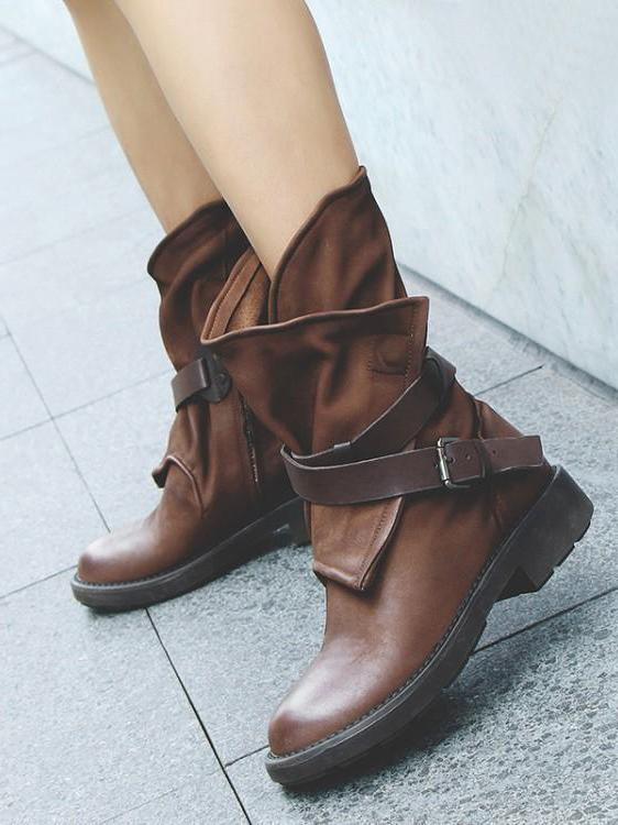 vintage low heel boots