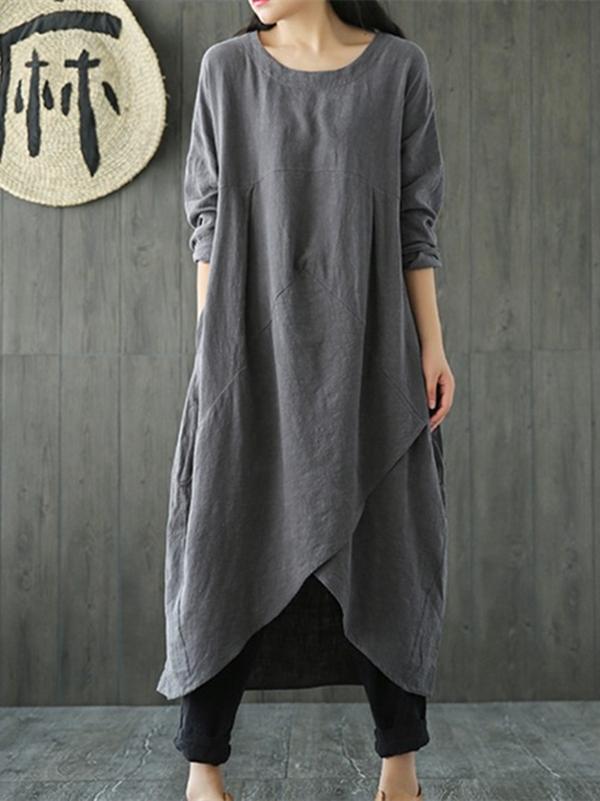 linen asymmetrical dress