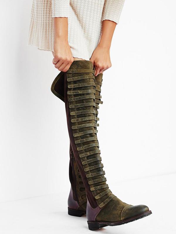 army green knee high boots