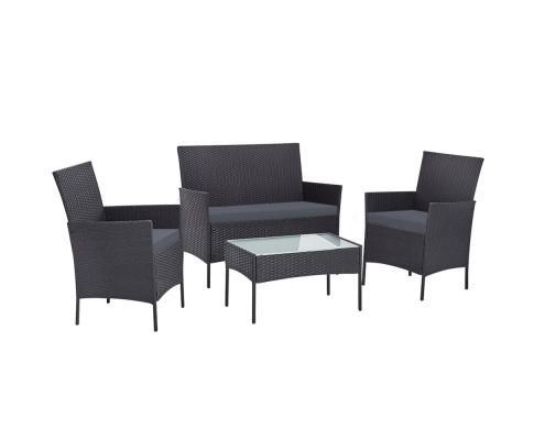 dark grey rattan sofa set