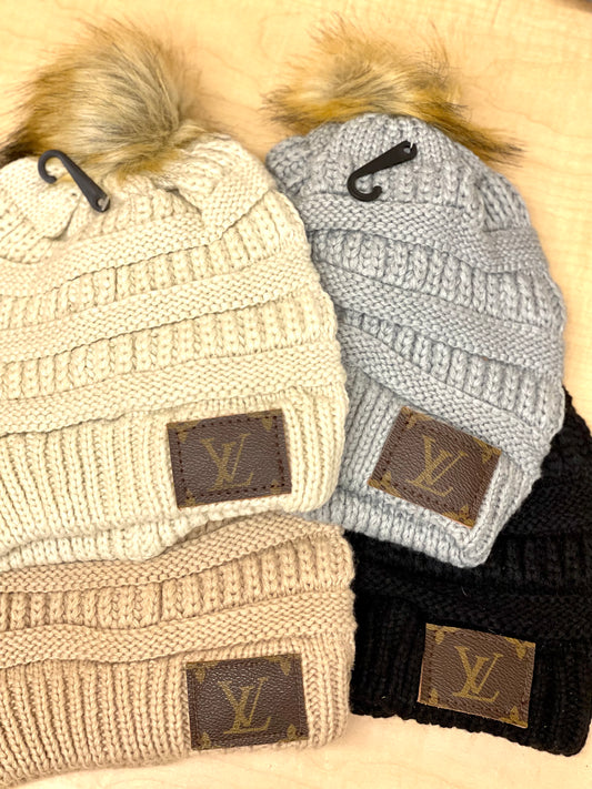 Beanie with LV patch and antique hardware