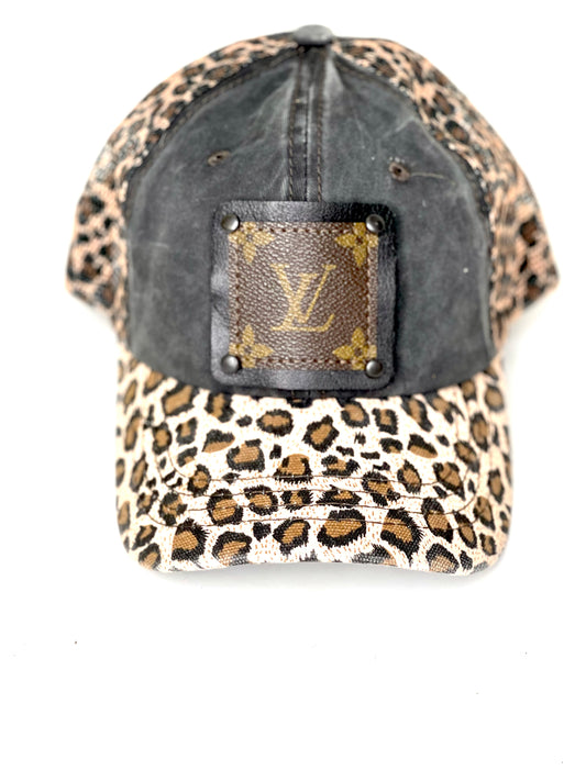 Up-Cycled LV Dark Leopard Hat